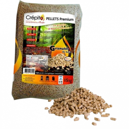 Granulés de bois CREPITO – Palette de 72 sacs (1080 kg)